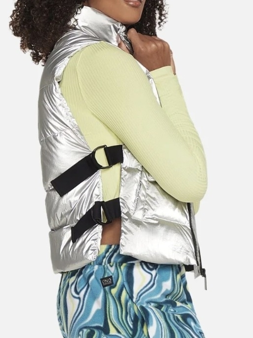 Sketcher Uno Collection Street Hypershine Vest Quilter Puffer Shiny Metalic Sz M